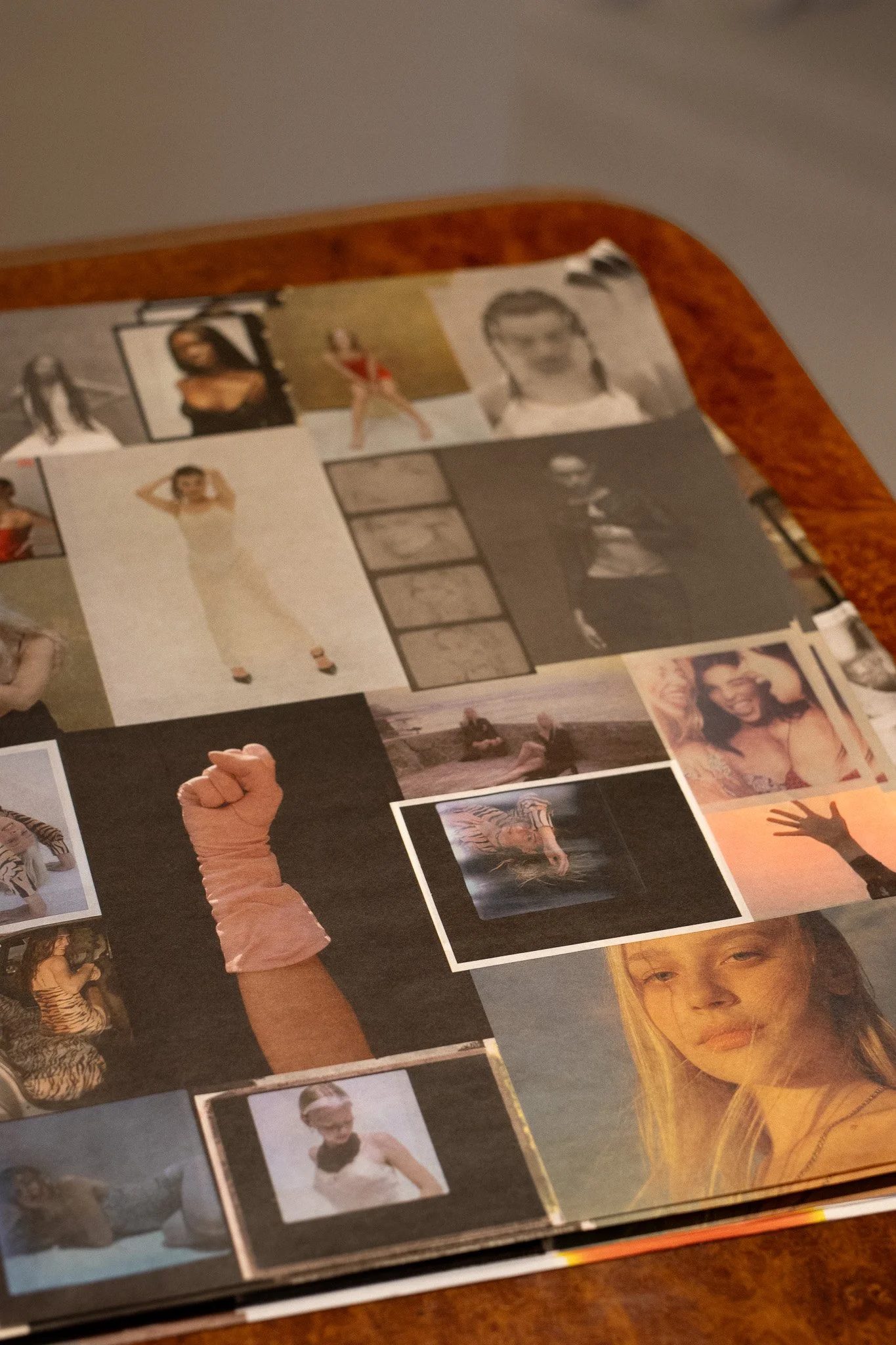 A collage of various photos of people, including children and adults, in different poses and settings, some in black and white and others in color. Realisation Par.