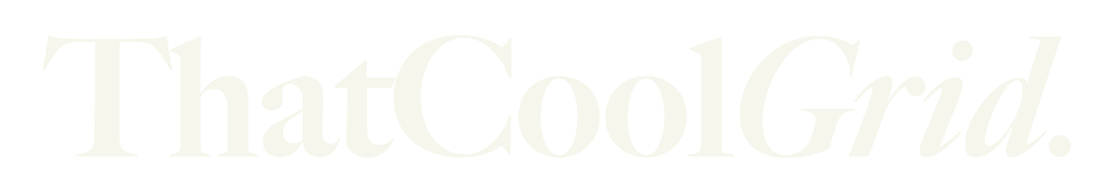Text on a transparent background that reads 'ThatCoolGrid' in stylized white font.